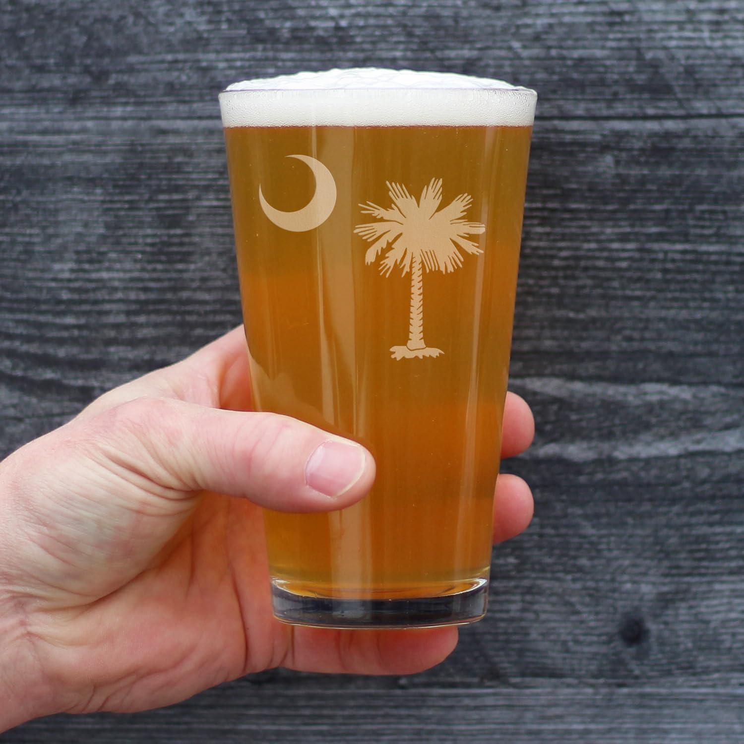 Bevvee South Carolina Flag - Pint Glass - State Themed Drinking Decor and Gifts for South Carolinians - 16 Ounce