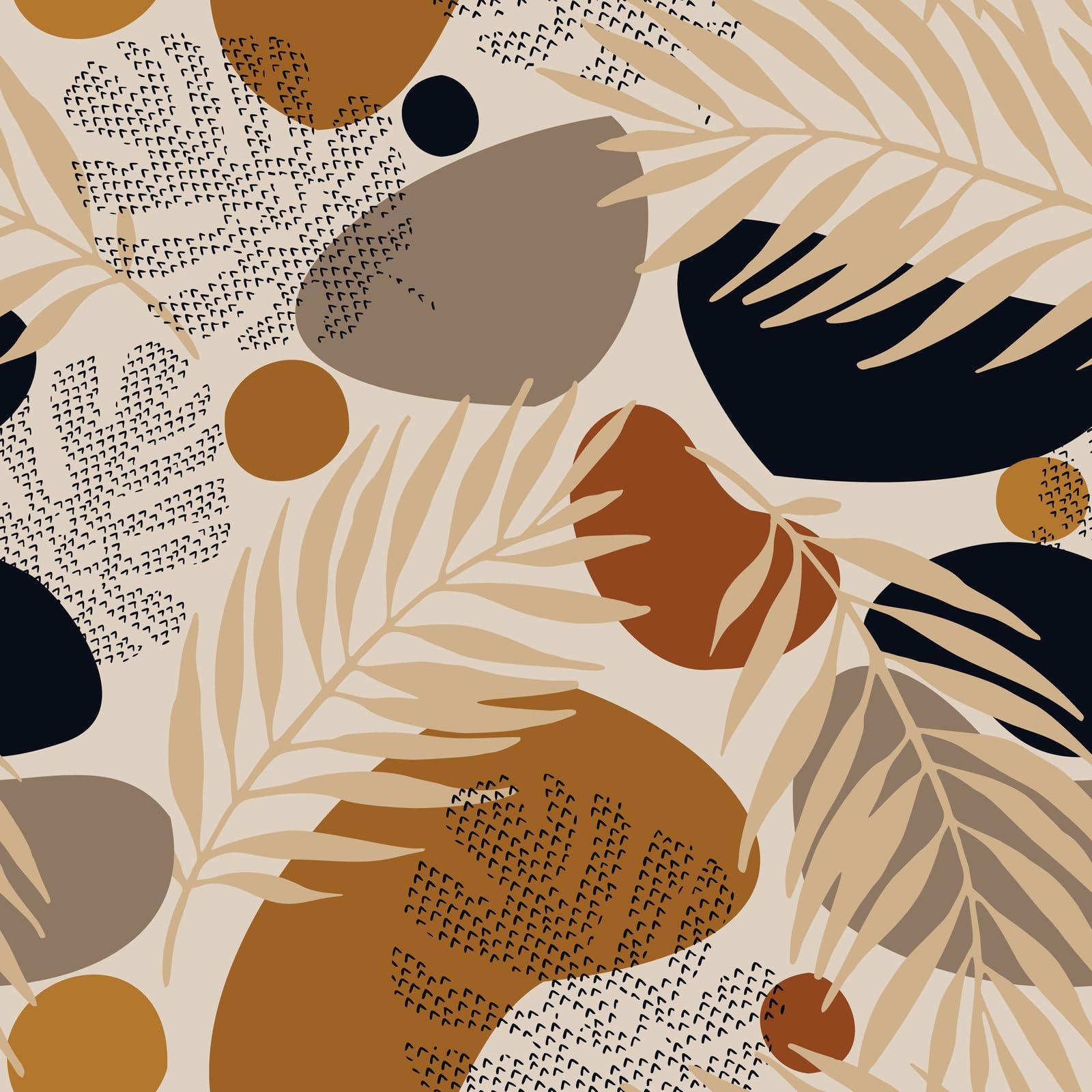 MPUTIE Abstract Tropical Palm Banana Leaf Curtains, Modern Mid Century Blackout Curtains, Soft Polyester Privacy Washable Grommet Drapes for Family Living Room Bedroom Dorm Classroom 2 Panels - 52x84Inch