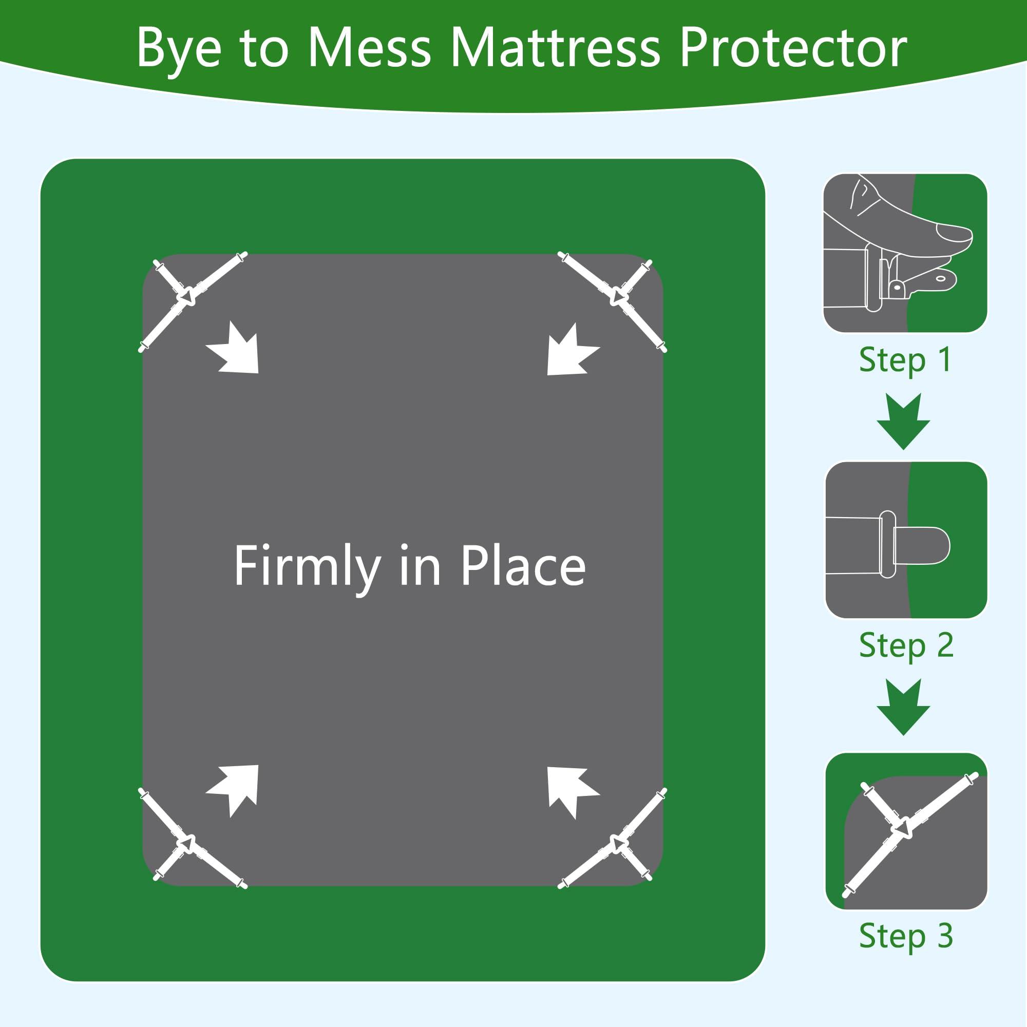 GOONIK GOONIK Full Size Mattress Protector with 4 Straps, Waterproof Full Size Mattress Pad Cover with 6-16 inches Deep Pocket