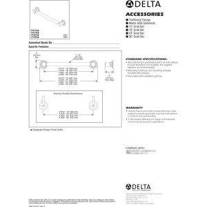 DELTA FAUCET Delta Faucet 41618-CZ Traditional Grab Bar, 18\", Champagne Bronze