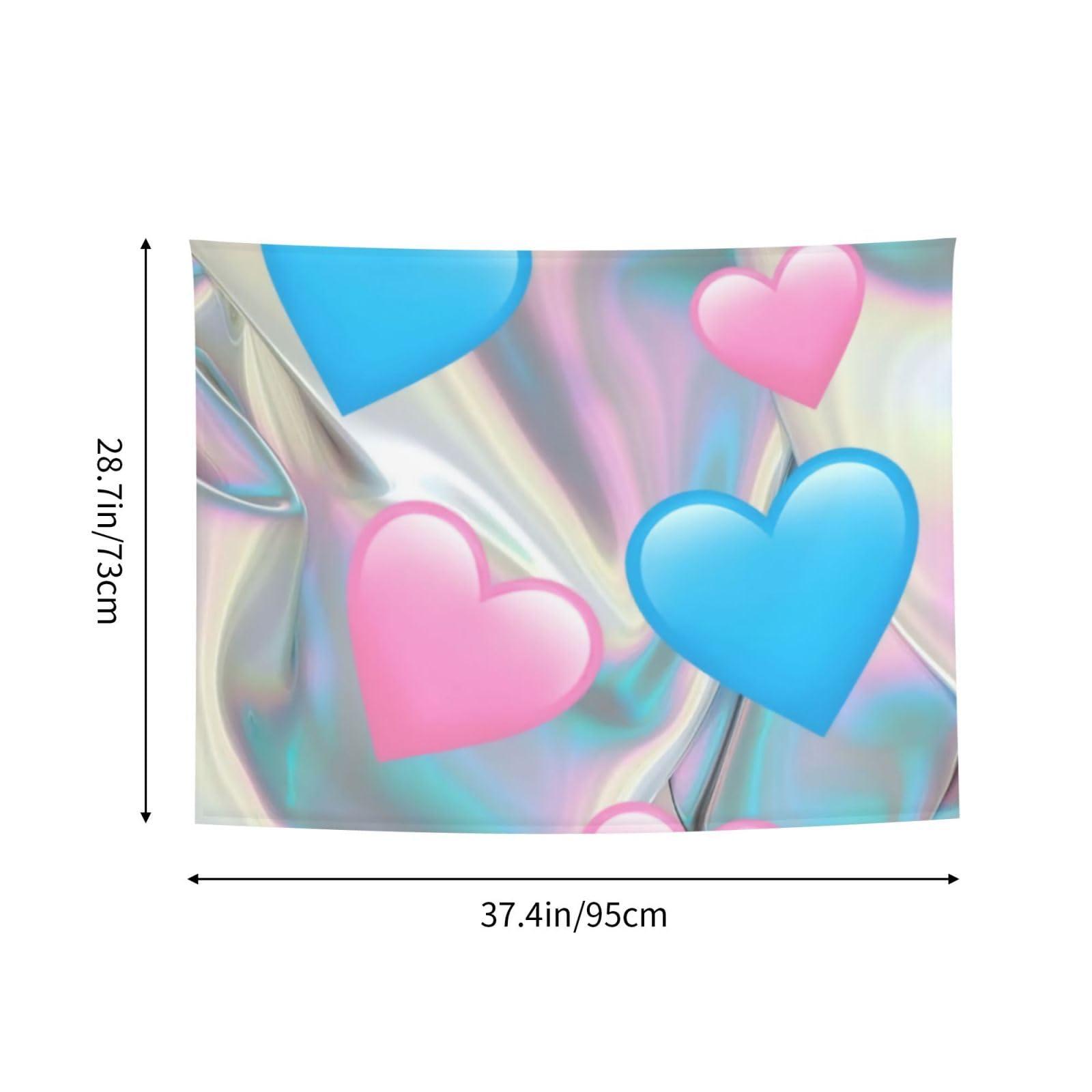 Kkaingg Kkaingg Pastel hearts, blue, love, pink Tapestry Wall Hanging Tapestry Wall Tapestry for Bedroom Aesthetic Tapestry Hippie Tapestry 29x37in