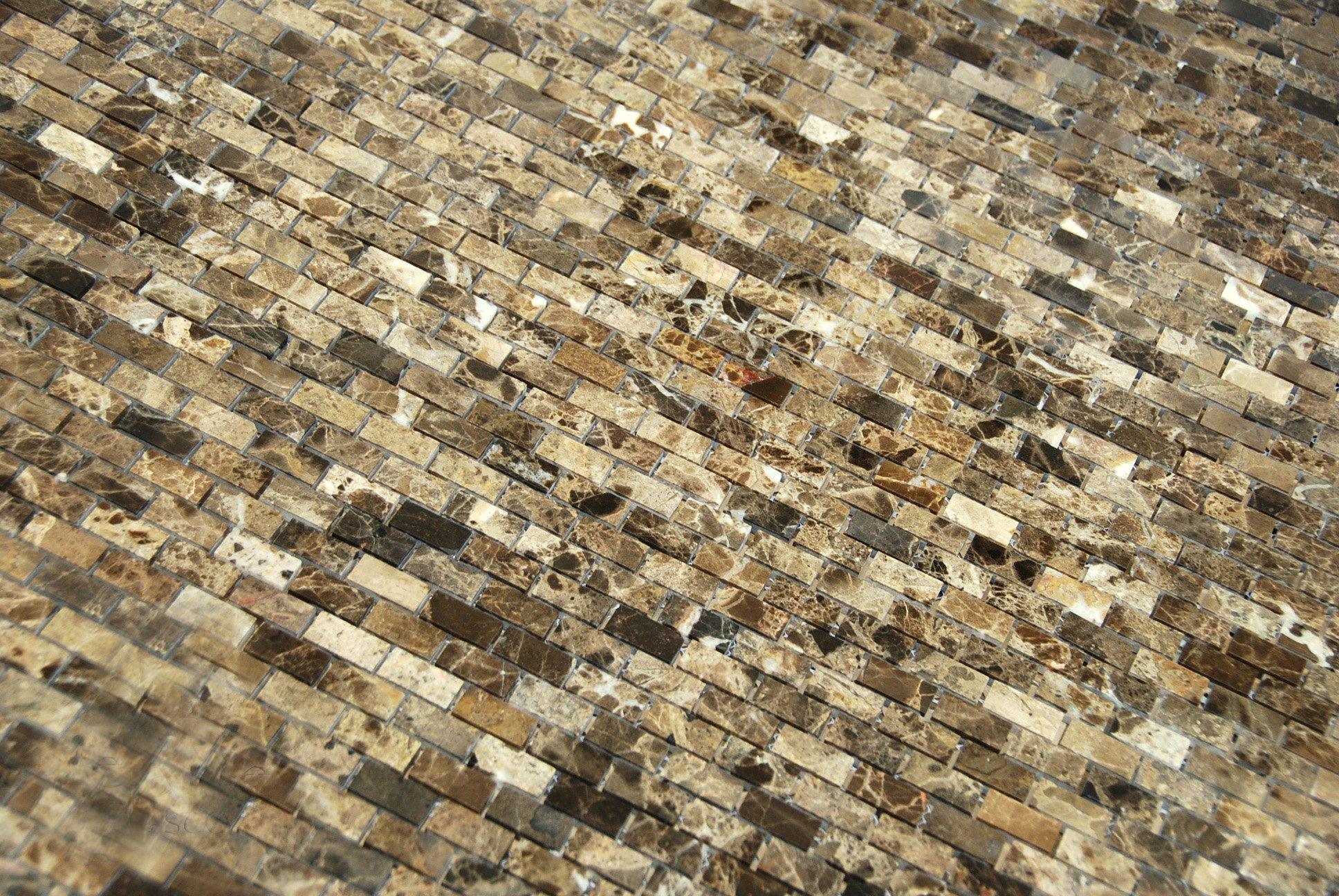 ORACLE Dark Emperador 5/8 X 1 1/4 Polished Marble Baby Brick Mosaic Tile