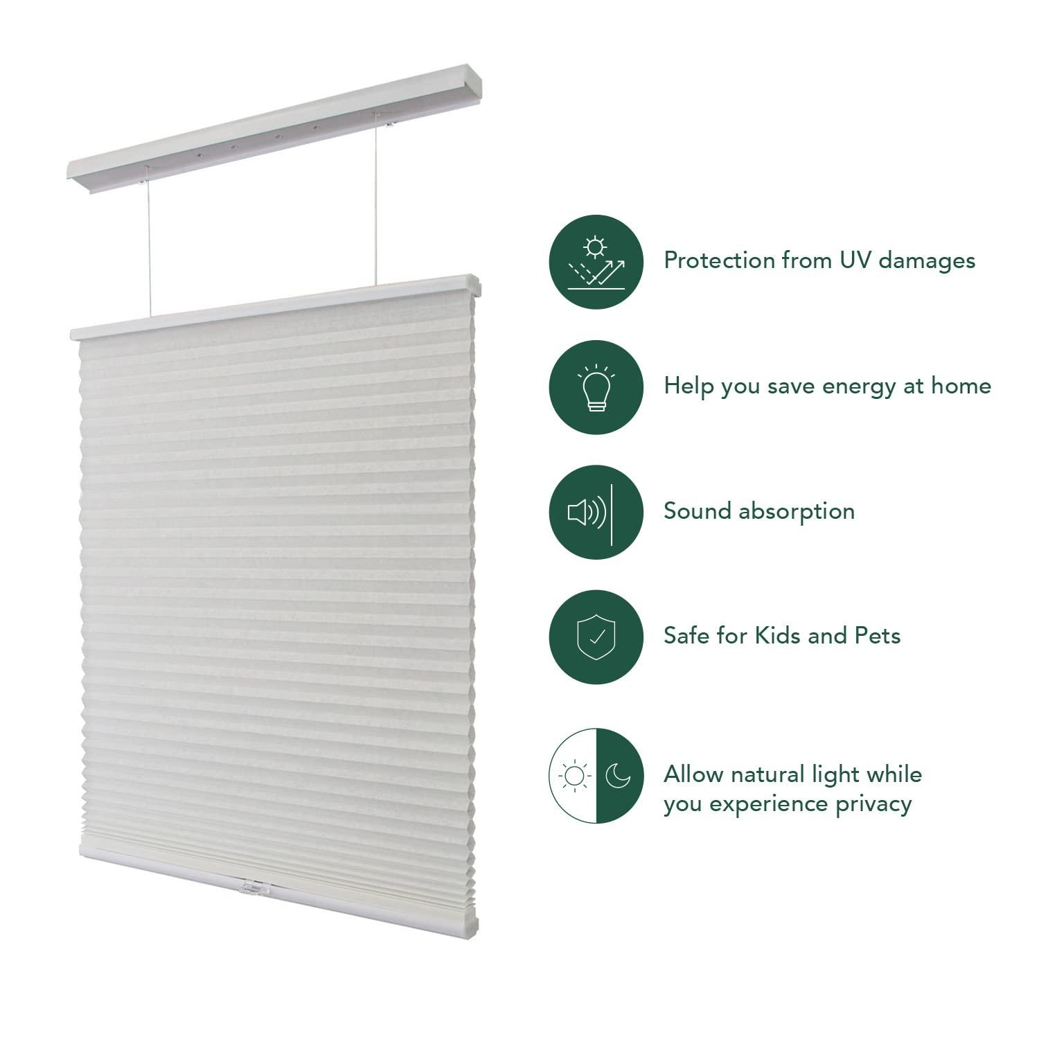 CHICOLOGY CHICOLOGY Cellular Shades, Top Down Bottom Up Shades, Custom Blinds for Windows, Window Shades for Home, Door Blinds, Window Coverings, Cellular Blinds, Pewter (Light Filtering), 33.25" W x 48" H