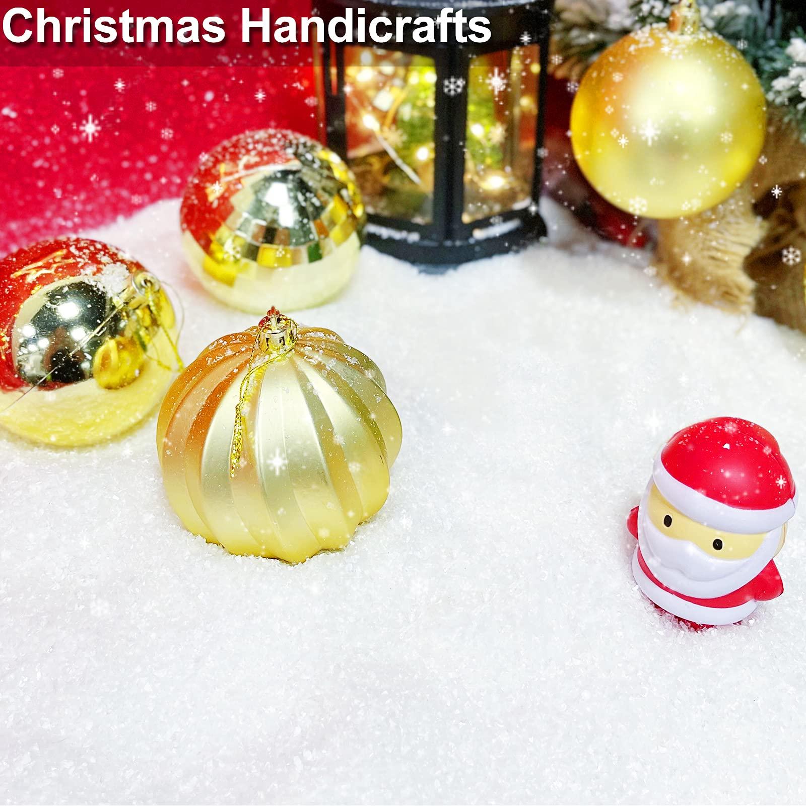 TURNMEON TURNMEON 30 Ounces Fake Artificial Snow Powder Christmas Tree Decorations, Sparkling Dry Plastic Faux Snowflakes for Christmas Decorations Home, Village Displays, Holiday Winter Crafts,Slime Supplies