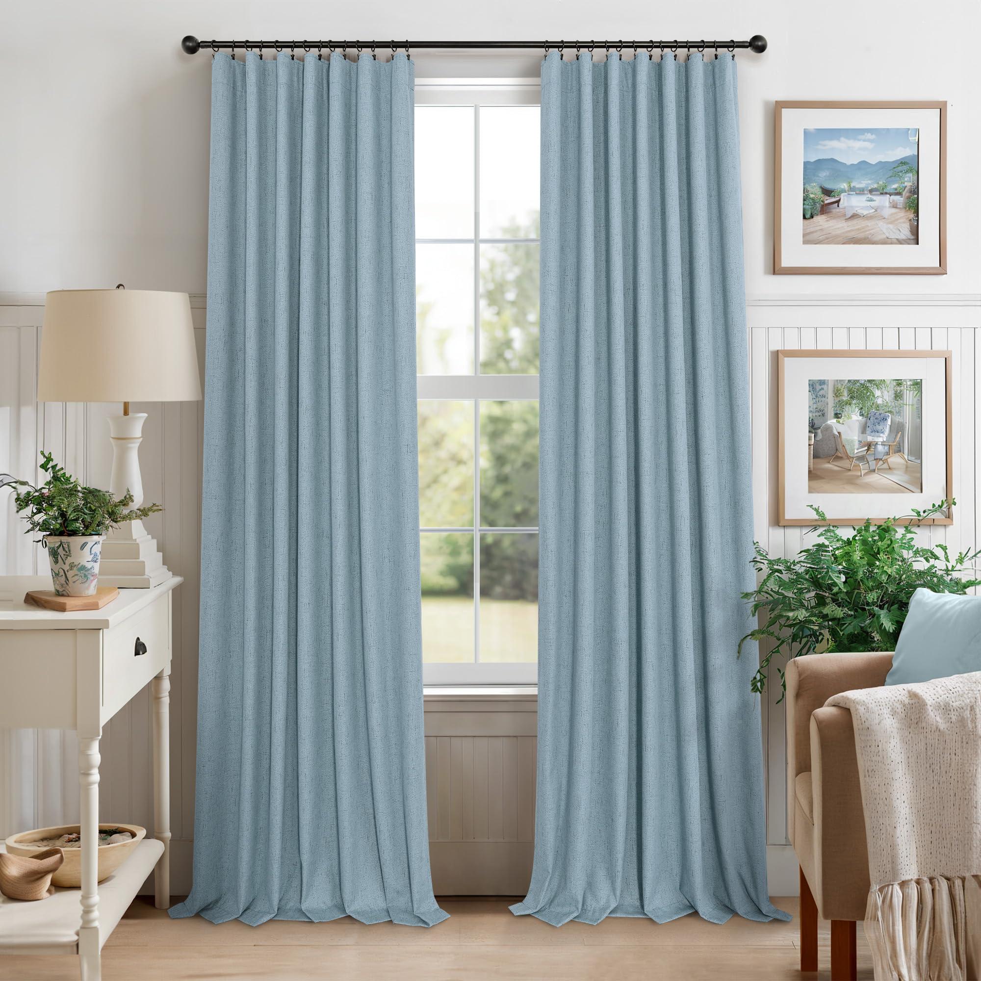 Pitalk Dusty Blue Curtains for Nursery Girls Boy Bedroom 72 Inch Length 2 Panels Complete Blackout Room Darkening Black Out Shades Insulated Thermal Light Blue Grey Curtains for Winter Summer Heat Blocking