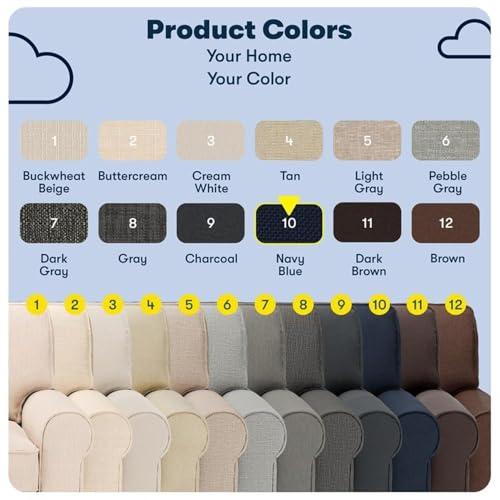 Pemberly Row Pemberly Row 73" Rolled Arm Sofa with Removable Covers Navy Blue