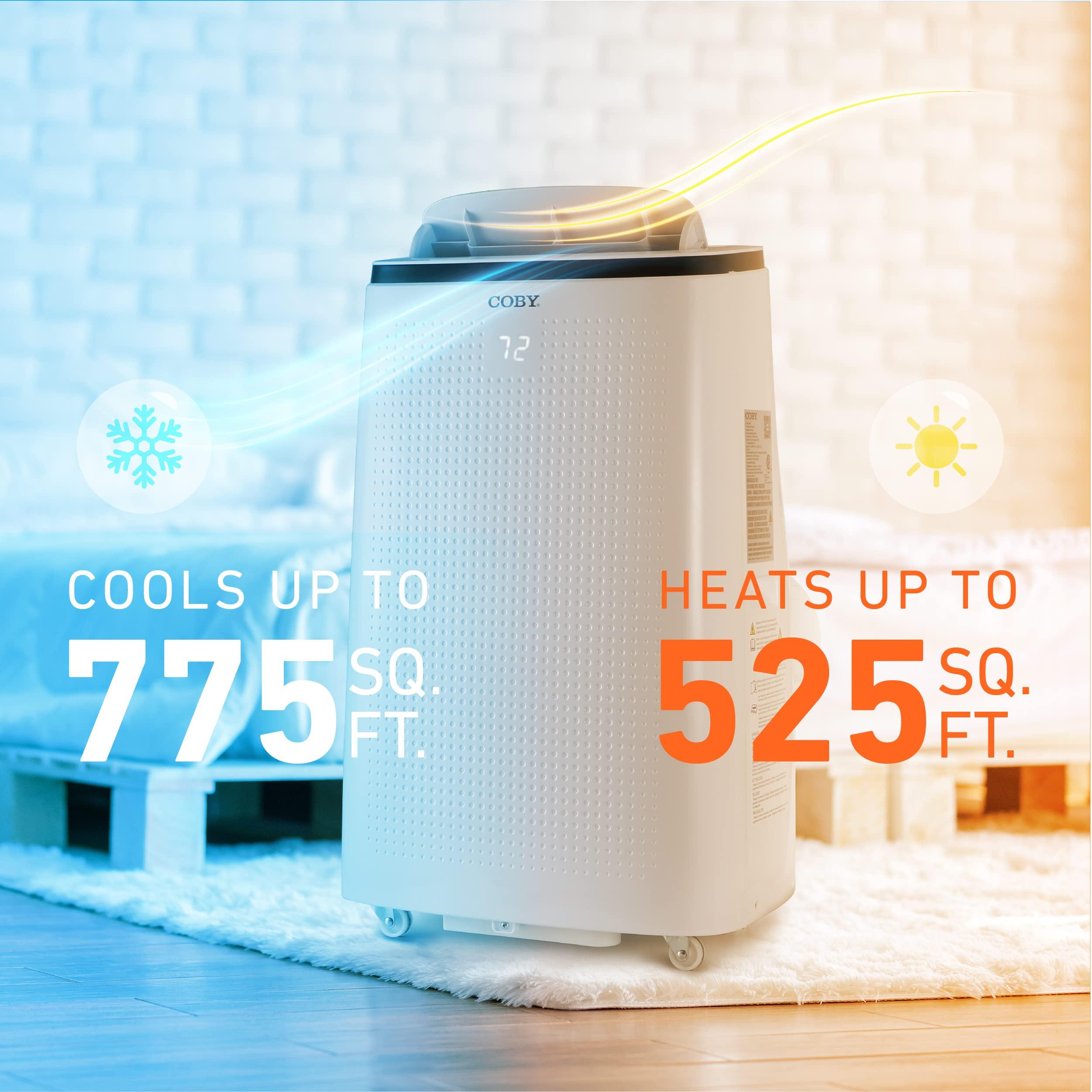 Coby Coby CBPAC1080H 4-in-1 AC Unit, Heater, Dehumidifier & Fan, 15,000 Portable Air Conditioner, 15000 BTU + Heat, White