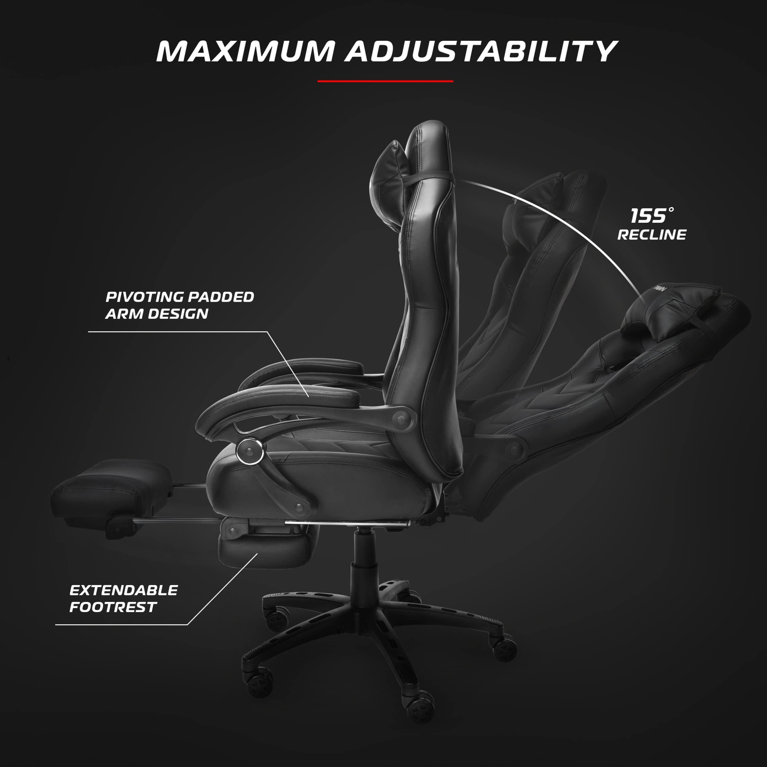 RESPAWN RESPAWN 110 Ergonomic Gaming Chair with Footrest Recliner - Racing Style High Back PC Computer Desk Office Chair - 360 Swivel, Adjustable Lumbar Support, Headrest Pillow, Padded Armrests - 2021 White
