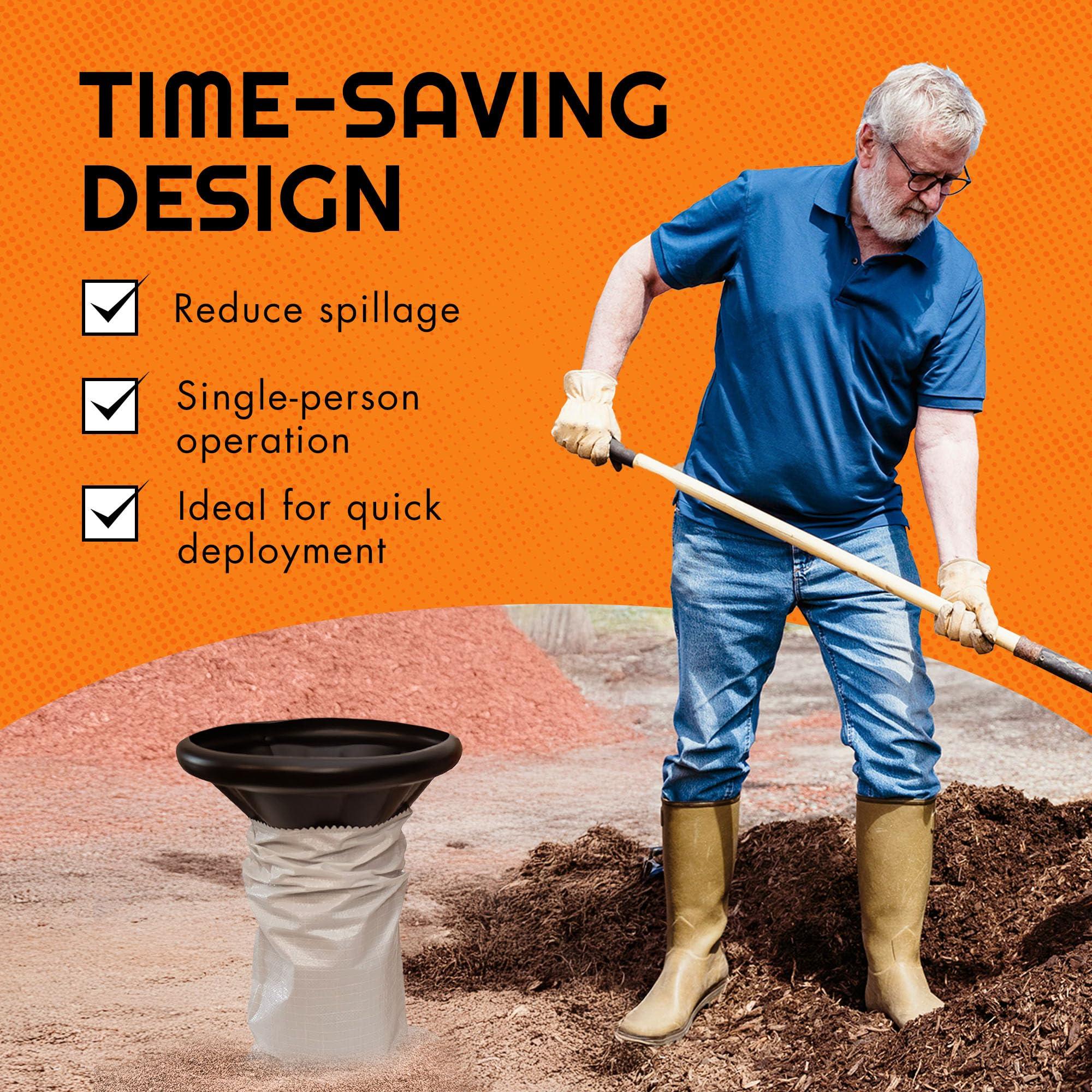 THE SANDBAG FUNNEL DO-IT-YOURSELF BAG FILLING SOLU Sandbag Filler Tool - Durable Sand Funnel for Manual Filling-Sand Bag Funnel, Sand Bag Filler Funnel for All Industries, Sand Bag Filler Stand, Easy Sand Bag Filler Tool -1 Sandbag Funnel