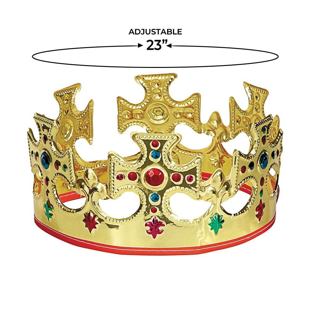 Unique Gold Plastic King Crown - One Size, 1 Pc