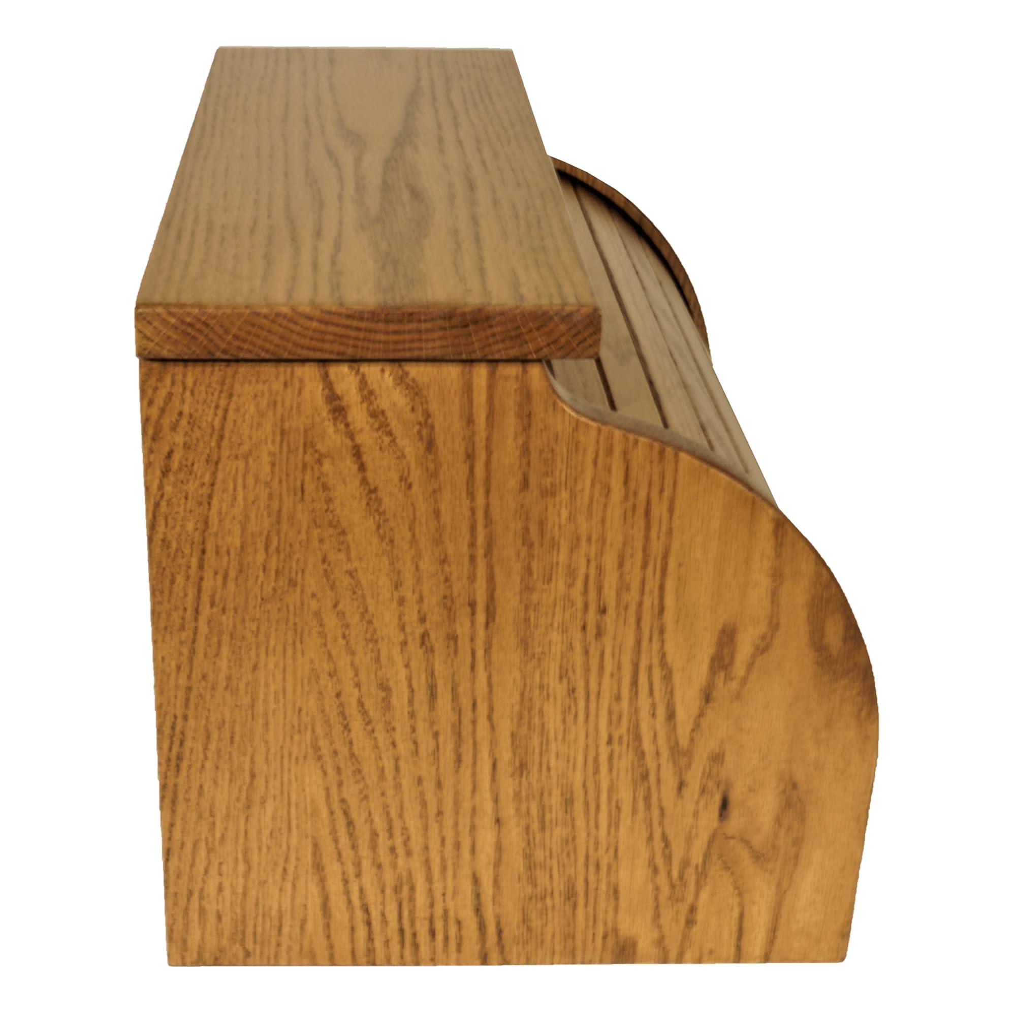 DutchCrafters DutchCrafters Amish USA Made Solid Wood Countertop Bread Box, Bread Holder for Kitchen Counter, Large Bread Box for Kitchen Countertop (Oak - Chestnut)