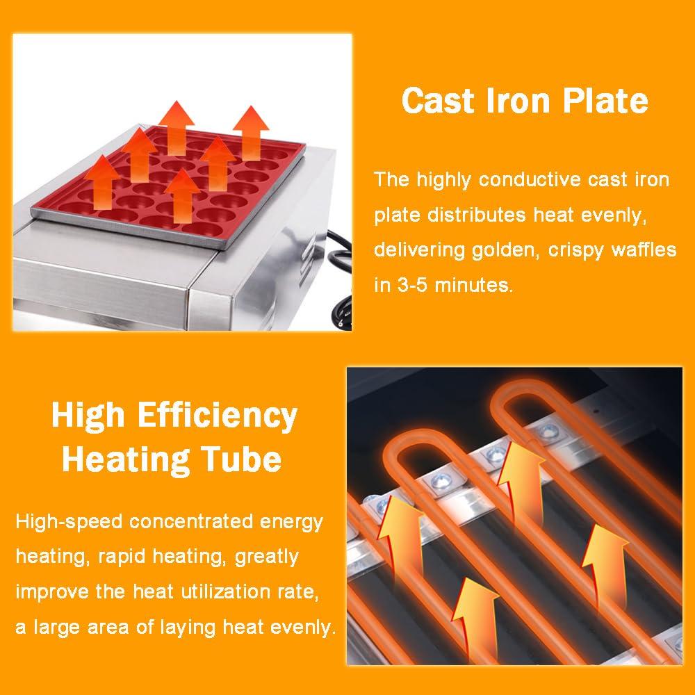 EQCOTWEA EQCOTWEA Electric Takoyaki Maker, 28 Holes Commercial 110V 1.8KW Electric Non-stick Baker Electric Takoyaki Japanese Octopus Fish Ball Maker Machine Takoyaki Grill