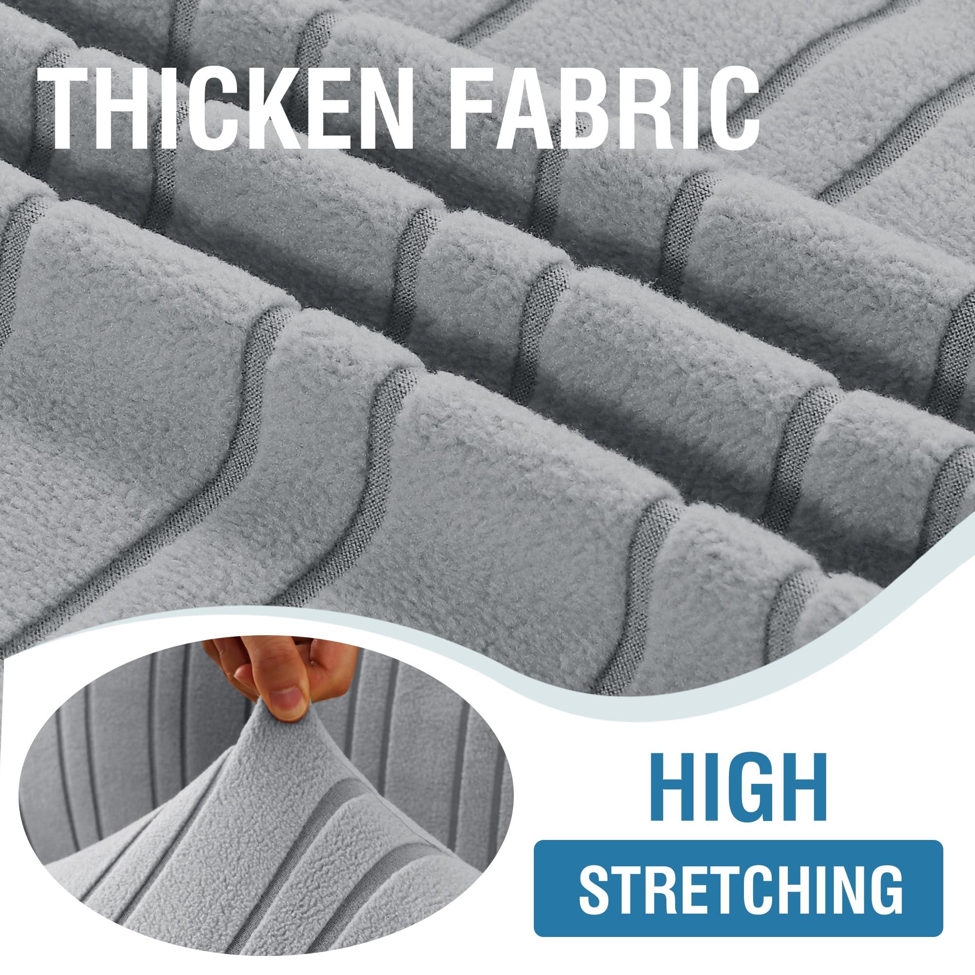 H.VERSAILTEX H.VERSAILTEX High Stretch Sofa Slipcover 1-Piece Couch Cover Non Slip Sofa Cover with Elastic Bottom Thick Soft Sofa Covers Washable Polyester Spandex Jacquard Fabric Stripe Design(Sofa, Dove)