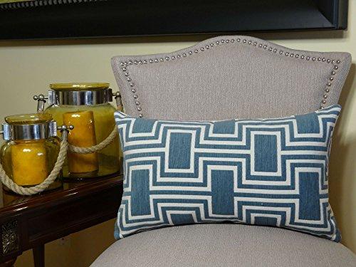 Thomas Collection Thomas Collection Teal Geometric Pillow - Teal Ivory Trellis Throw Pillow - Decorative Throw Pillow - Modern Teal Pillow - Luxury Throw Pillow, Handmade in US, 11207