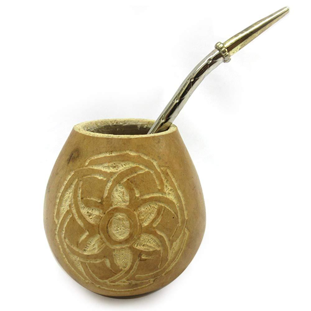 Mategreen Traditional Gourd Mate Hand Engraved Argentina Handmade Straw Drink Set Bombilla 5720