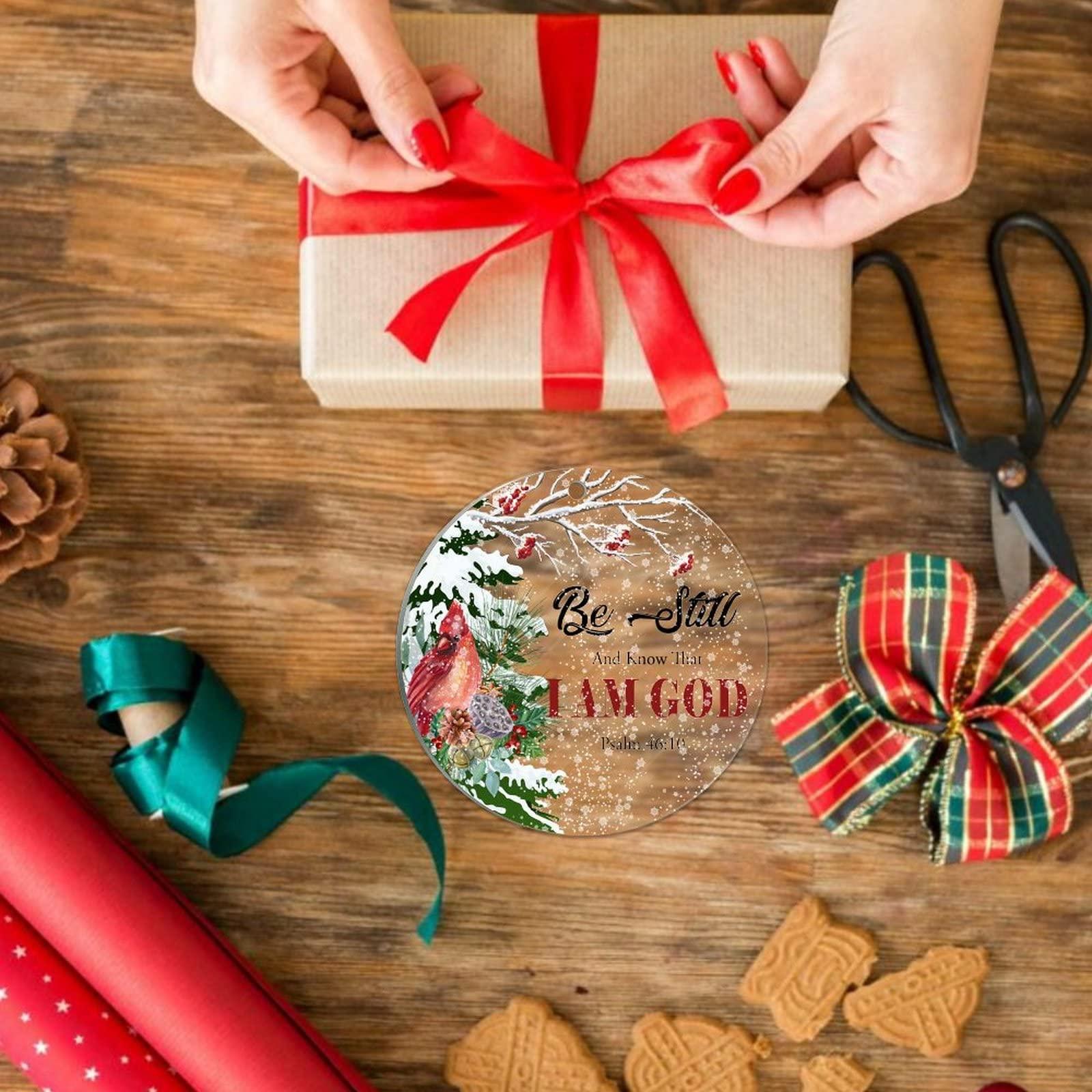 Generic Be Still and Know That I Am God Cardinals Acrylic Keepsakes Red Cardinals Bird Ceramic Ornament Xmas Tree Ornament Keepsake New Years 2023 Decorations Gifts First 2022