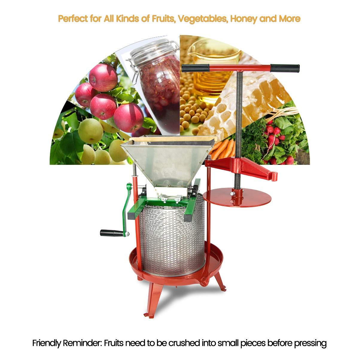 EJWOX Heavy-duty Cross-beam Stainless Steel Fruit and Wine Press and Fruit and Apple Crusher with Stand