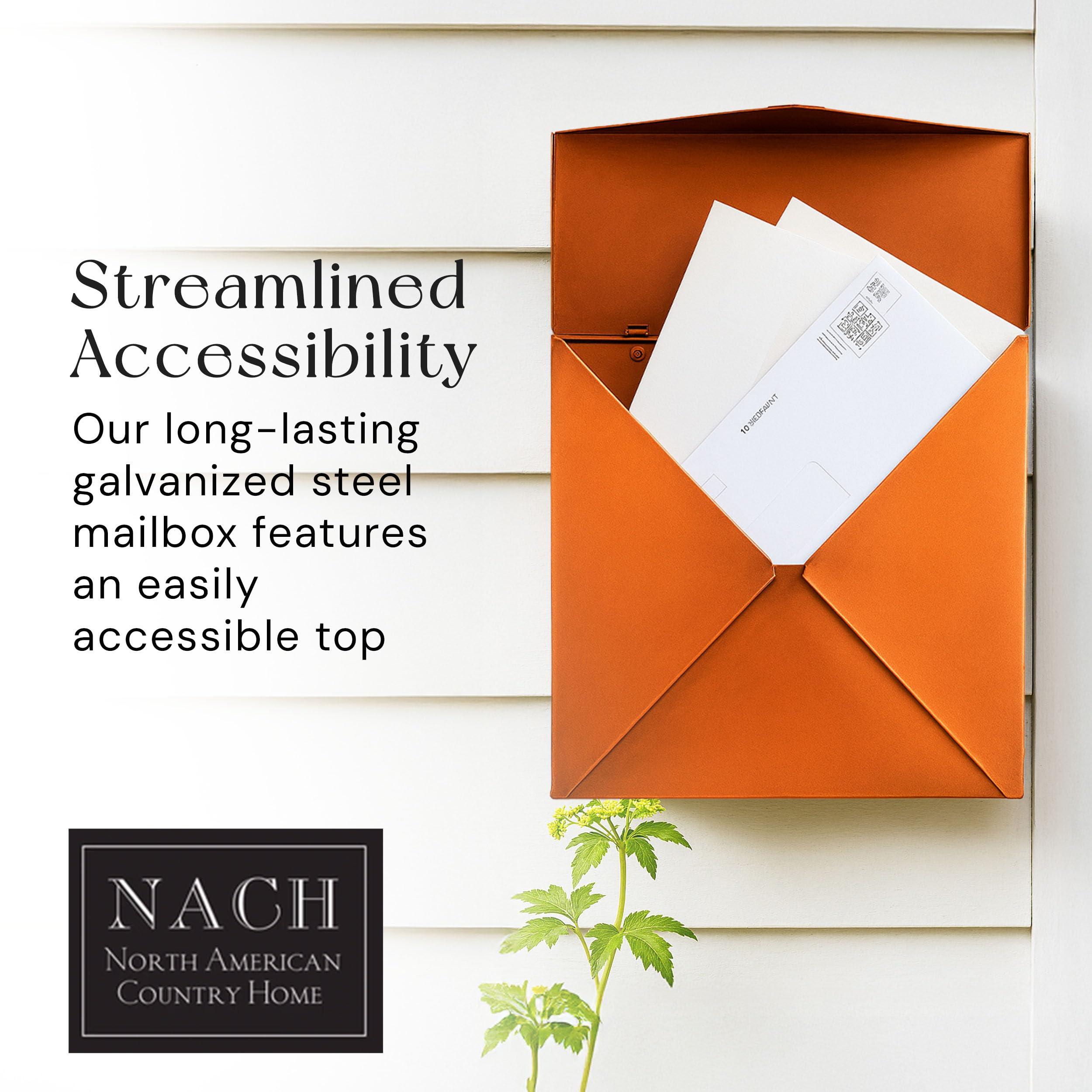 NACH NACH Mailboxes for Outside Wall Mount, 10 x 10 x 4 inch Copper Mail Boxes for House Outside, Waterproof Mailboxes for Outside - Chicago Style Mail Box
