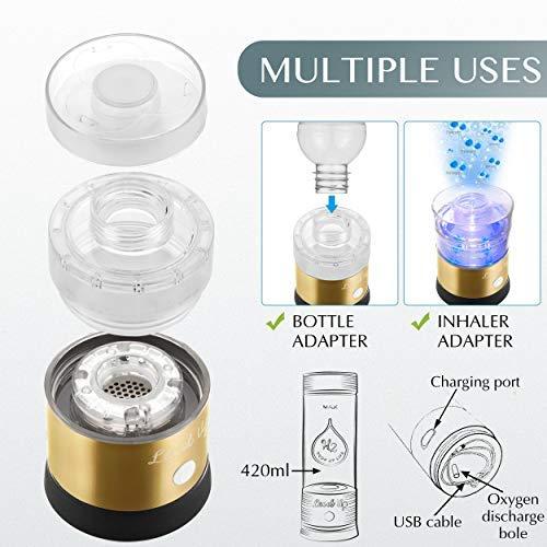 Level Up Way LevelUpWay 2025 Hydrogen Water Bottle Generator New Technology Glass with SPE PEM Ionic Membrane High Borosilicate Glass 13 Ounce (Gold) Premium Hydration Solution