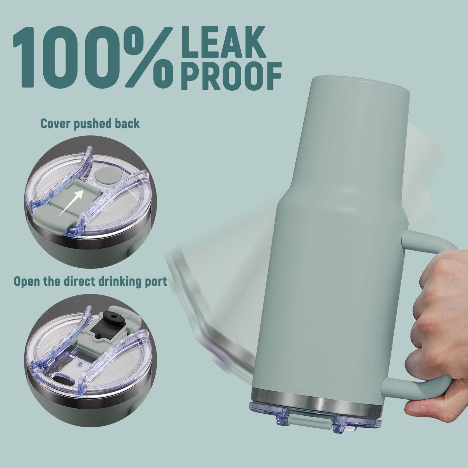 SMLIXE SMLIXE 40 oz Tumbler with Handle and Straw Lid,Insulated Reusable Stainless Steel Water Bottle Travel MugCupholder Friendly Double Wall Vacuum Sealed Cup (Shale)