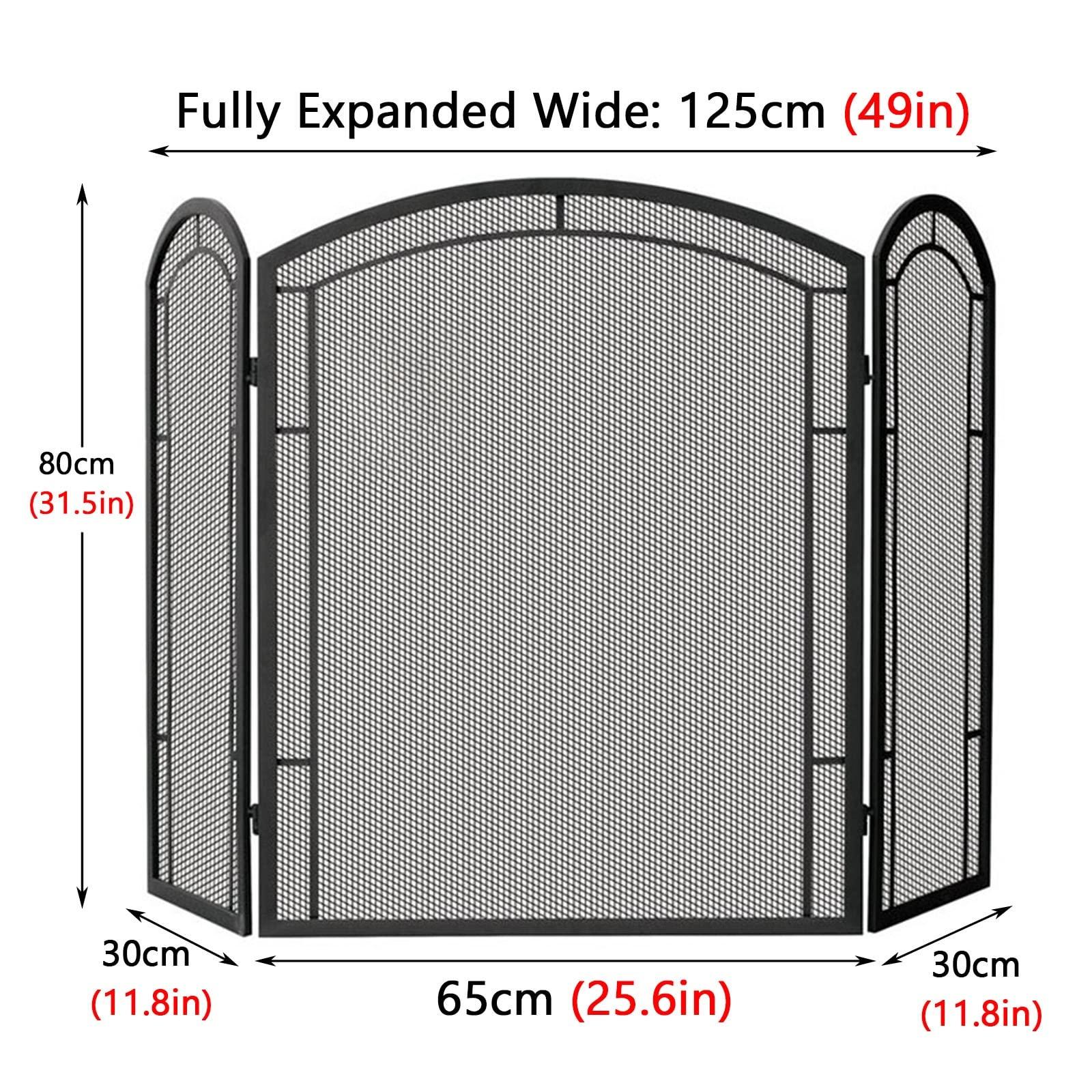 GaRcan Large Fire Screens and Guards, Folding Stove/Heatilator/Wood Burner Safety Fireplace Fence, Trifold Panel Child Friendly Surround Cover, Heavy