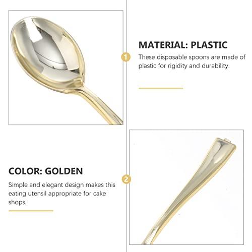 Cabilock Cabilock 80Pcs Plastic Spoons Heavy Duty Clear Plastic Tasting Spoons Gold Disposable Spoons Great for Dessert Sampling Appetizers Honey