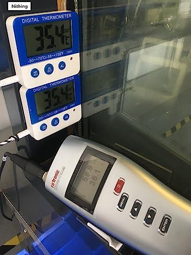 Nithing Fridge Freezer Thermometer Max/Min Memory LXSZRPH High & Low Temperature Alarms Settings with LED Indicator Digital Refrigeration Thermometer with Magnetic,Stander