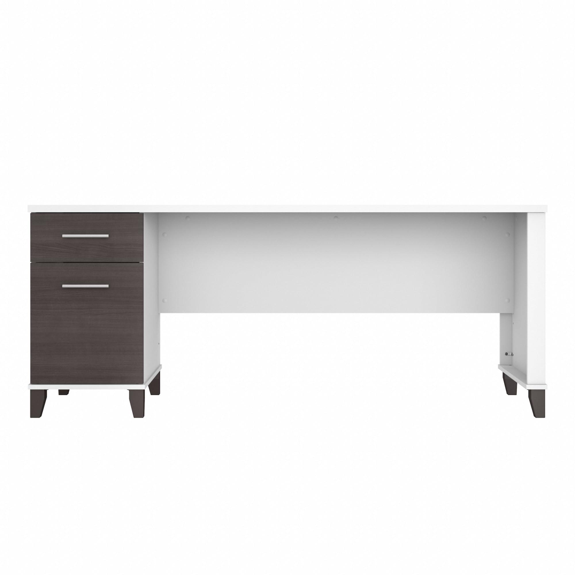 Bush Furniture Bush Furniture Somerset 72W Office Desk with Drawers in White and Storm Gray | Large Wooden Computer Table for Home Office Workspace
