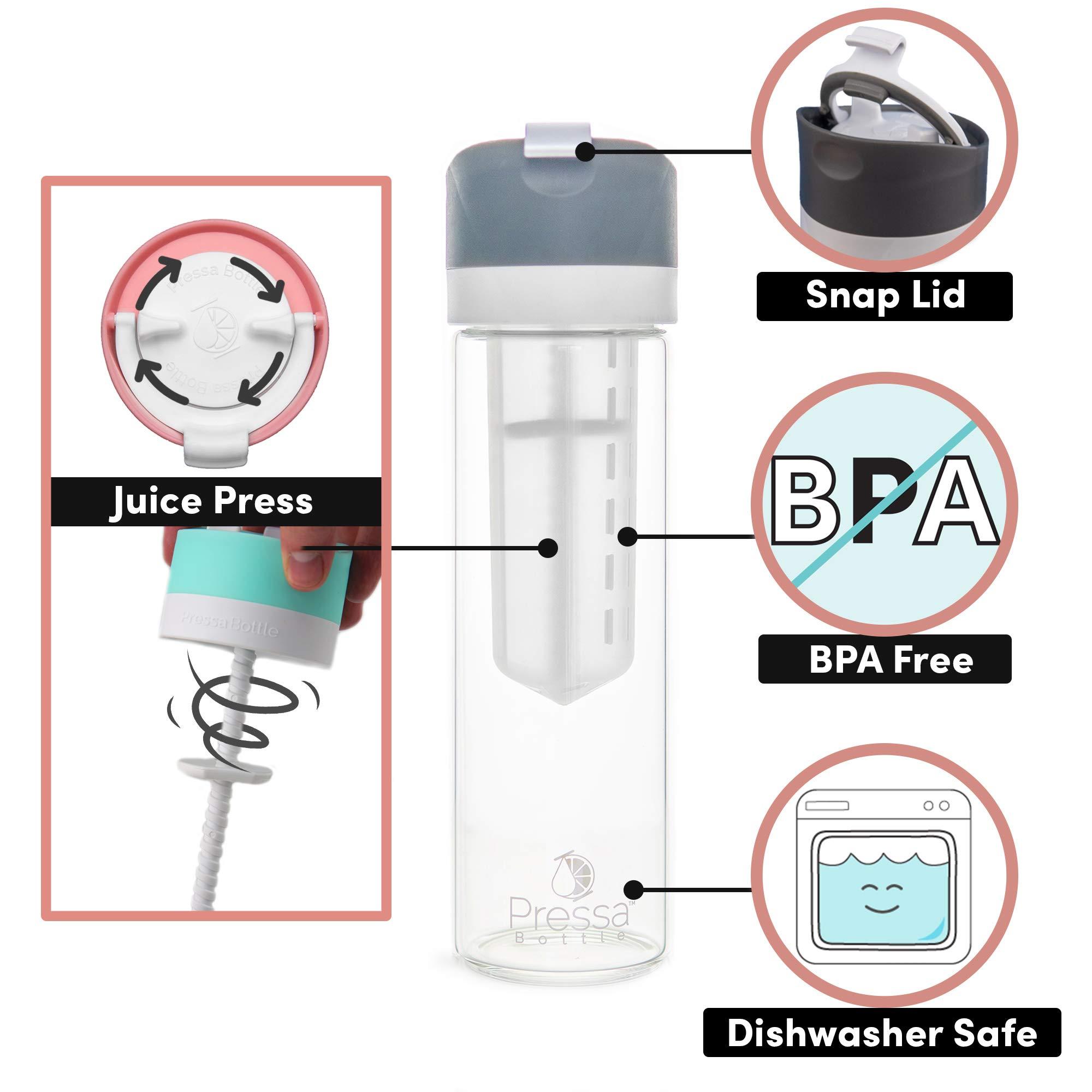 Pressa Bottle Pressa Bottle Squeeze System Fruit Infused Water Bottle Infuser BPA Free 24 OZ Recipe eBook
