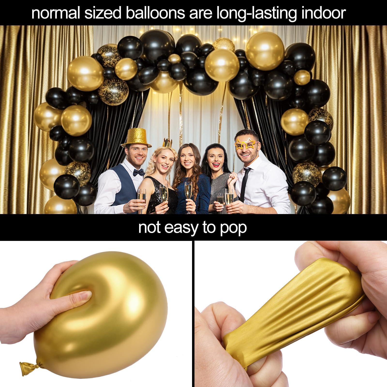 rubfac RUBFAC 110pcs Black and Gold Balloons Garland Arch Kit with Black Gold Confetti Balloons for Graduation Birthday Wedding Party Decorations