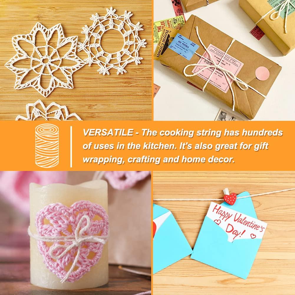 Tenn Well Tenn Well Butchers Cooking Twine, 328 Feet 3Ply 1mm Cotton Bakers Twine, Food Safe Kitchen String for Roasting, Trussing Meat and Turkey, Food Prep, Baking and More