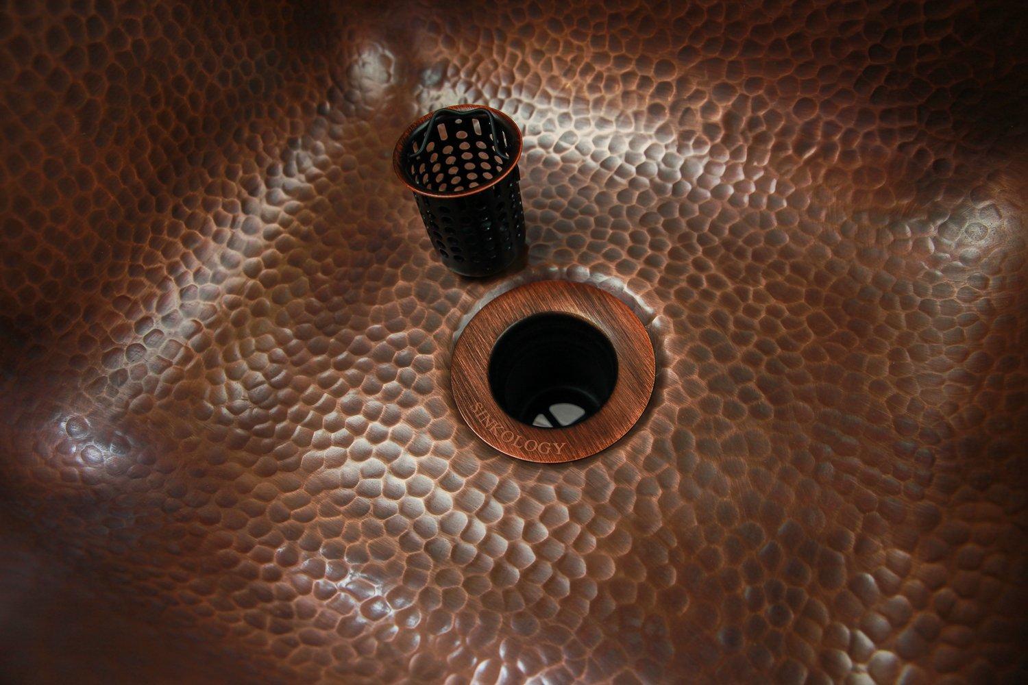 Sinkology SinkSense 2\" Jr. Basket Strainer Drain with Removable Basket, Antique Copper