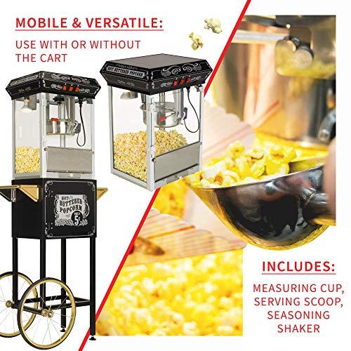 Funtime Funtime Sideshow Popper 8-Ounce Hot Oil Popcorn Machine with Cart, Black/Gold