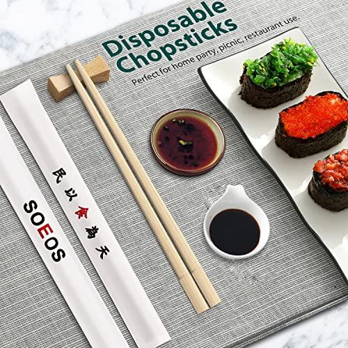 Soeos Soeos Chopsticks Disposable, Approx. 50 Sets, UV Treated Premium Disposable Chopsticks Individually Wrapped, Wooden Chopsticks Best for Japanese Sushi & Asian Dishes