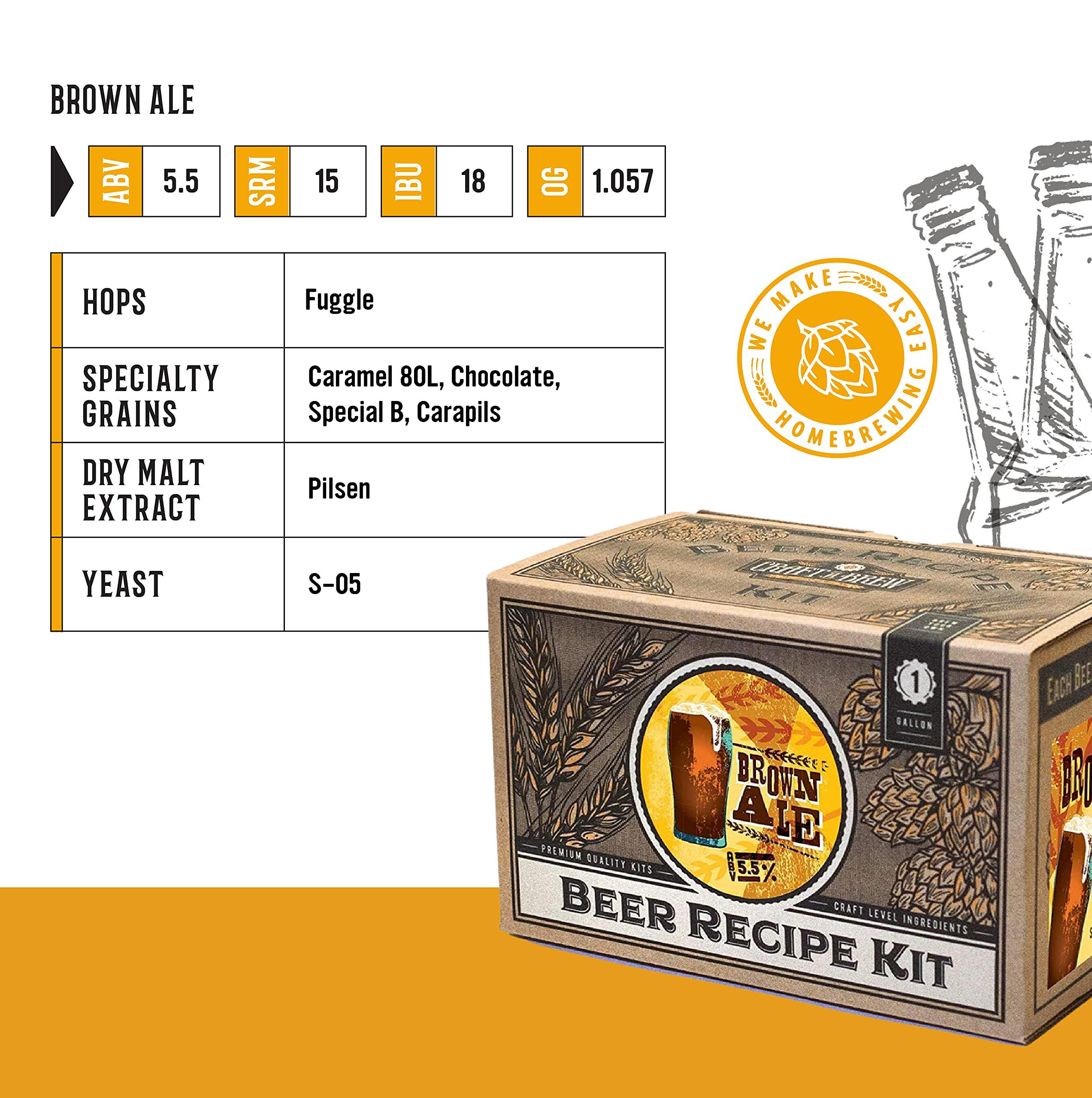 Craft A Brew Craft A Brew Recipe Kit - Brown Ale Refill - 1 Gallon - Ingredients for Home Brewing Beer