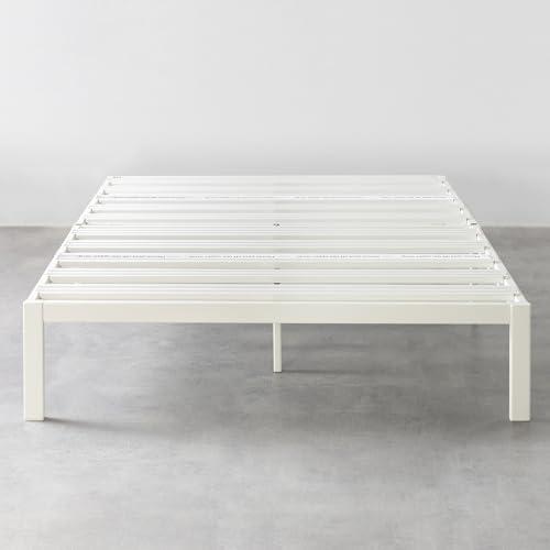 Mellow Mellow Rocky Base E 14" Platform Bed Heavy Duty Steel White, w/ Patented Wide Slats (No Box Spring Needed)