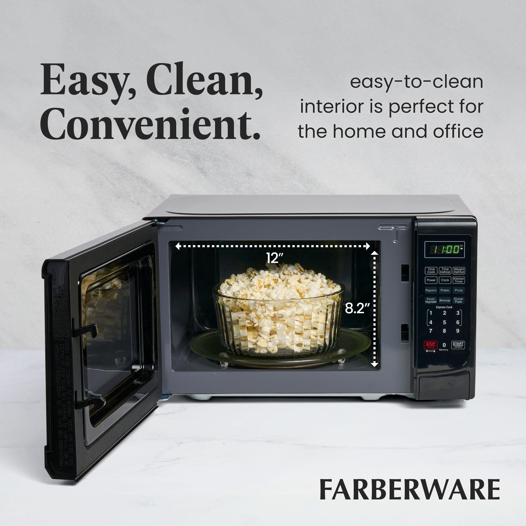 Farberware Farberware Countertop Microwave 700 Watts, 0.7 Cu. Ft. - Microwave Oven With LED Lighting and Child Lock - Perfect for Apartments and Dorms - Easy Clean Grey Interior, Retro Black