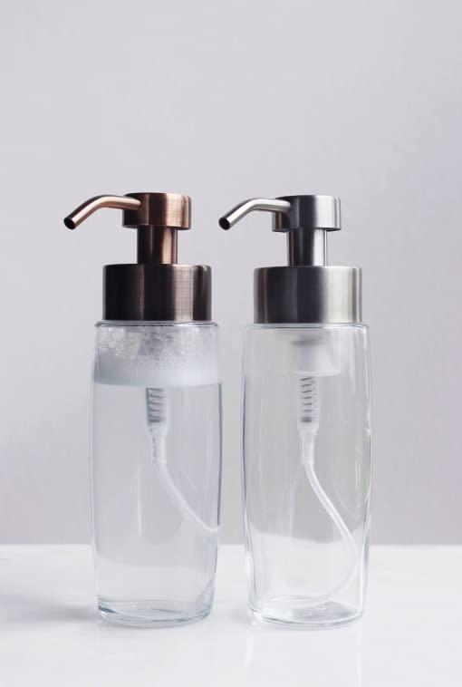 Rail19 Rail19 Large Glass Foaming Soap Dispenser with Metal Pump, 10oz (Stainless)