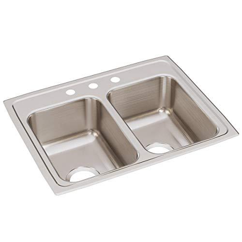 Elkay Elkay LR25193 Lustertone Classic Equal Double Bowl Stainless Steel Drop-in Sink, 1.5