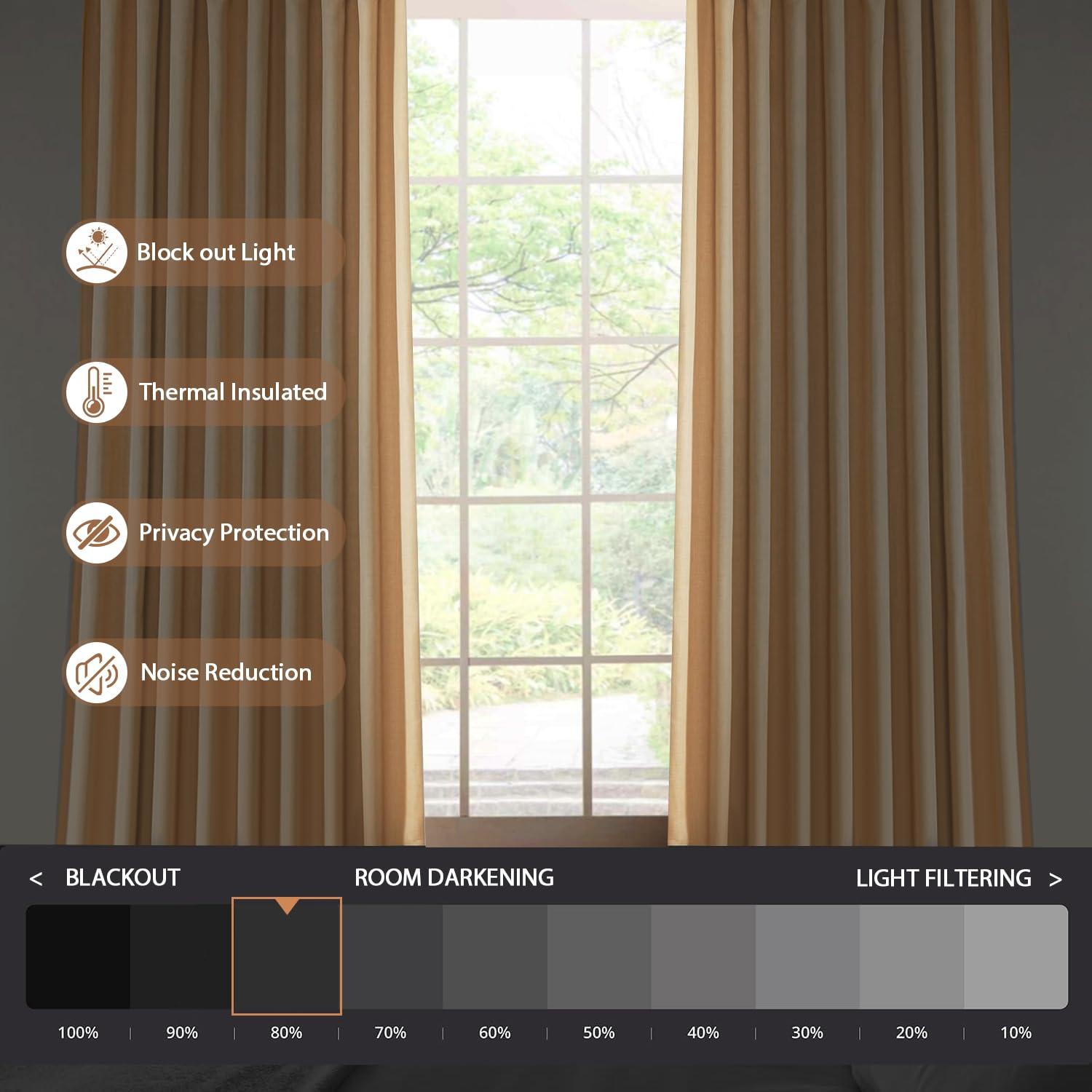 LIYAXUN LIYAXUN Pinch Pleated Curtains, Beige Curtains 120 inch Long for Living Room, Thermal Insulated, 80% Blackout Beige Drape, Pinch Pleat Drapes with Hooks (Beige, 1 Panel, W84 x L120 inch)