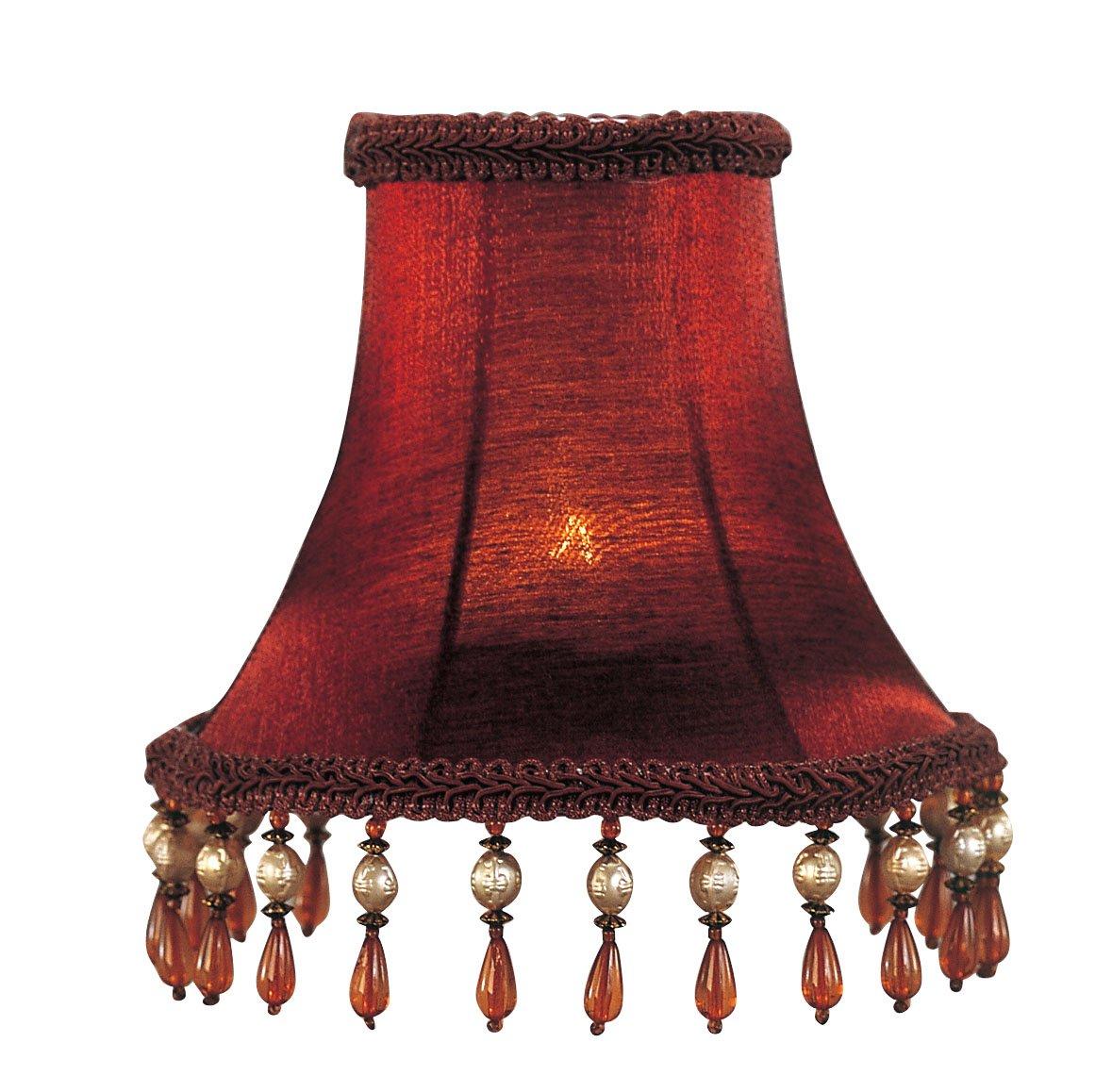 Livex Lighting Livex Lighting S158 Bell Clip Chandelier Shade with Amber Beads, 1" x 1" x 1", Red Silk