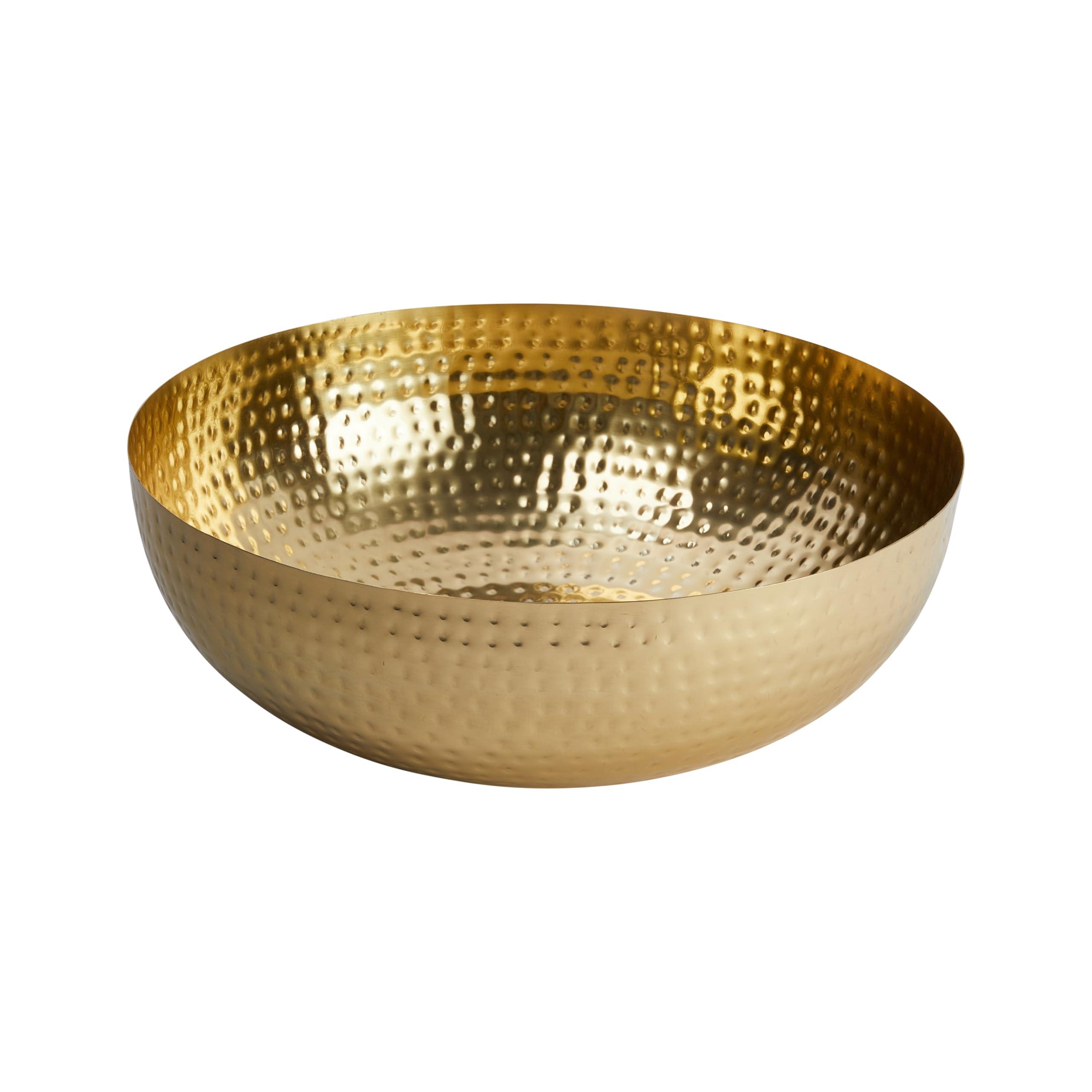 Creative Co-Op Creative Co-Op Round Hammered Metal Bowl, Gold Finish, 14\"