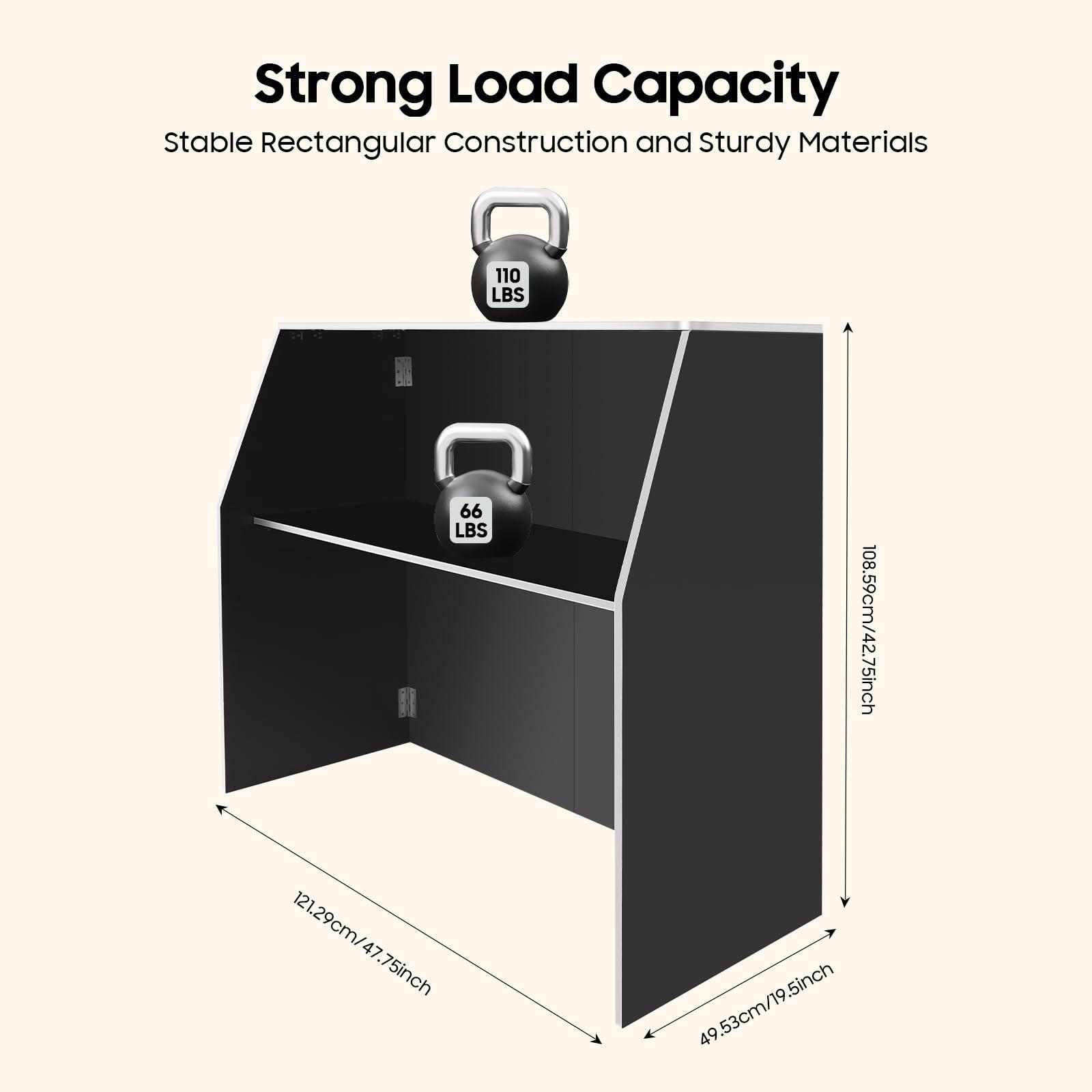 Pinelicorn Pinelicorn 4\' Folding Portable Event Bar with Top and Middle Shelves, Portable Bar Cabinet Mobile Bartender Station Mobile Laminate Foldable Bar Table for Parties and Events (Frosted Black)