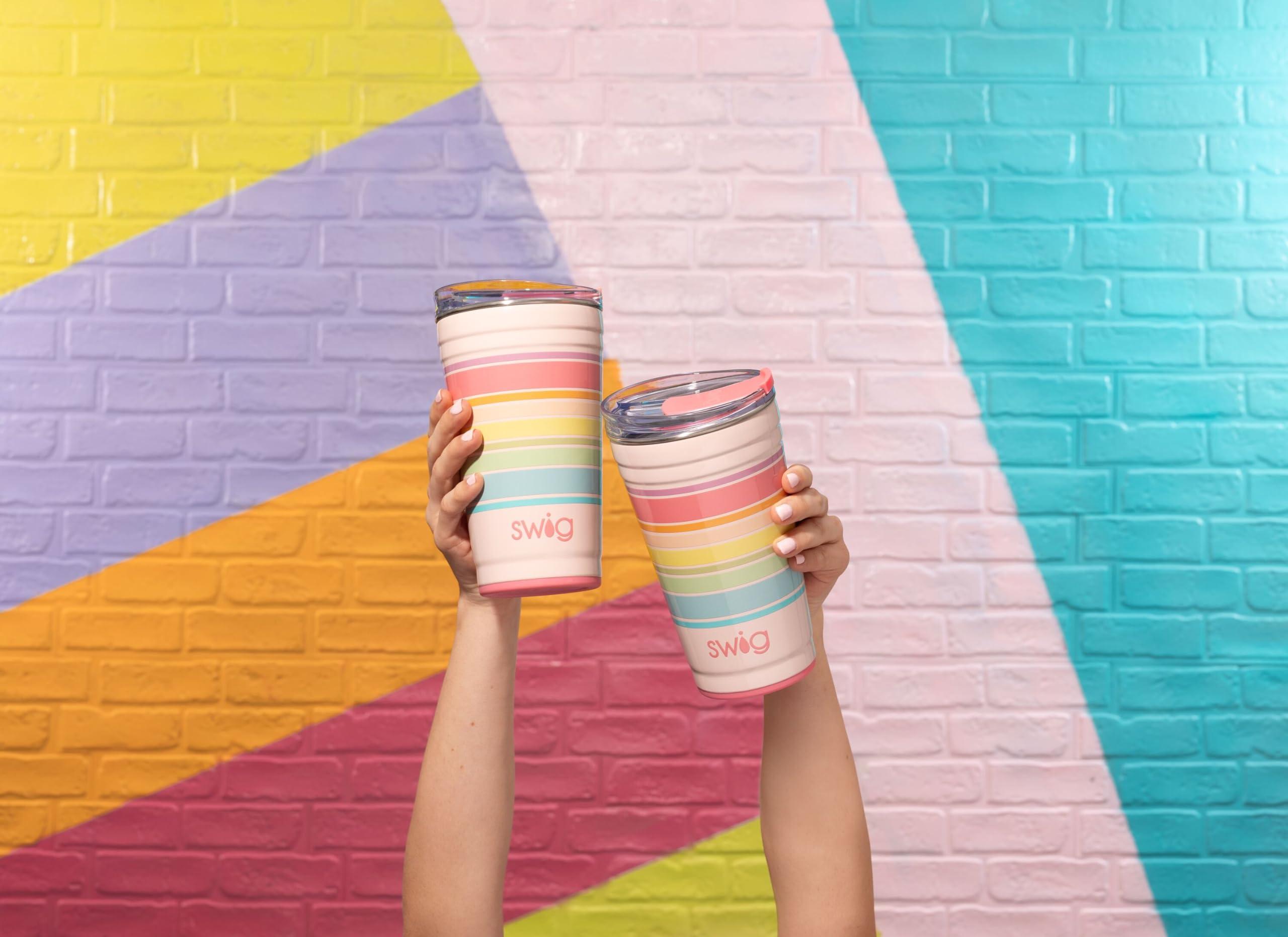 Swig Life Swig Life 24oz Party Cup, Stackable Insulated Travel Coffee Tumbler with EZ Slider Lid, Cup Holder Friendly Travel Thermos, Stainless Steel 24 oz Tumbler, Reusable Coffee Mug (Shell Yeah)