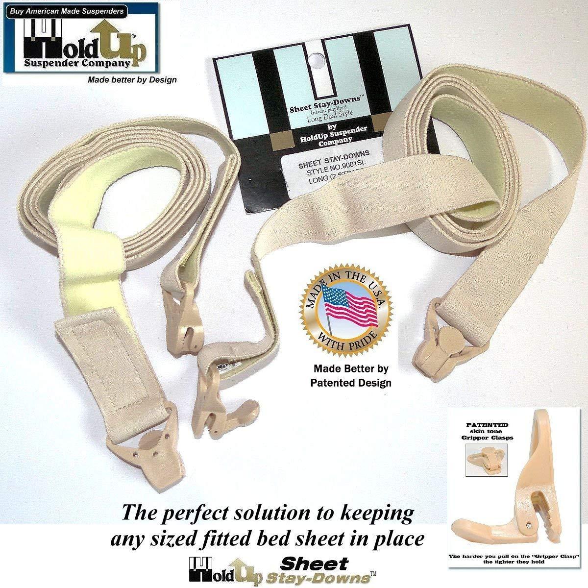 Hold-Up Suspender Co. Hold-Up Brand Crisscross Fitted Sheet Strap Stay-Downs with US Patented Gripper Clasps