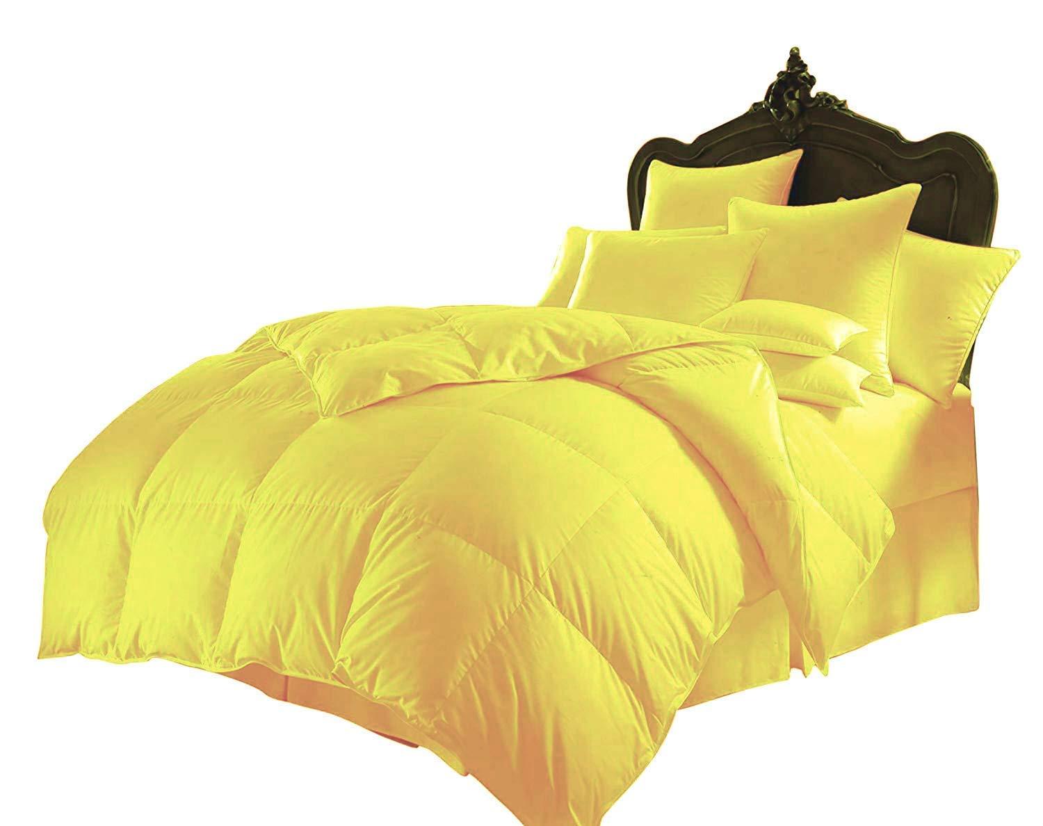 Dhruvi Bedding Dhruvi Bedding All Season Luxury - 100% Organic Cotton King Size 90 x 102 Inches 1 Piece Goose Down Alternative Comforter, 400 GSM - Machine Washable (Yellow Solid)