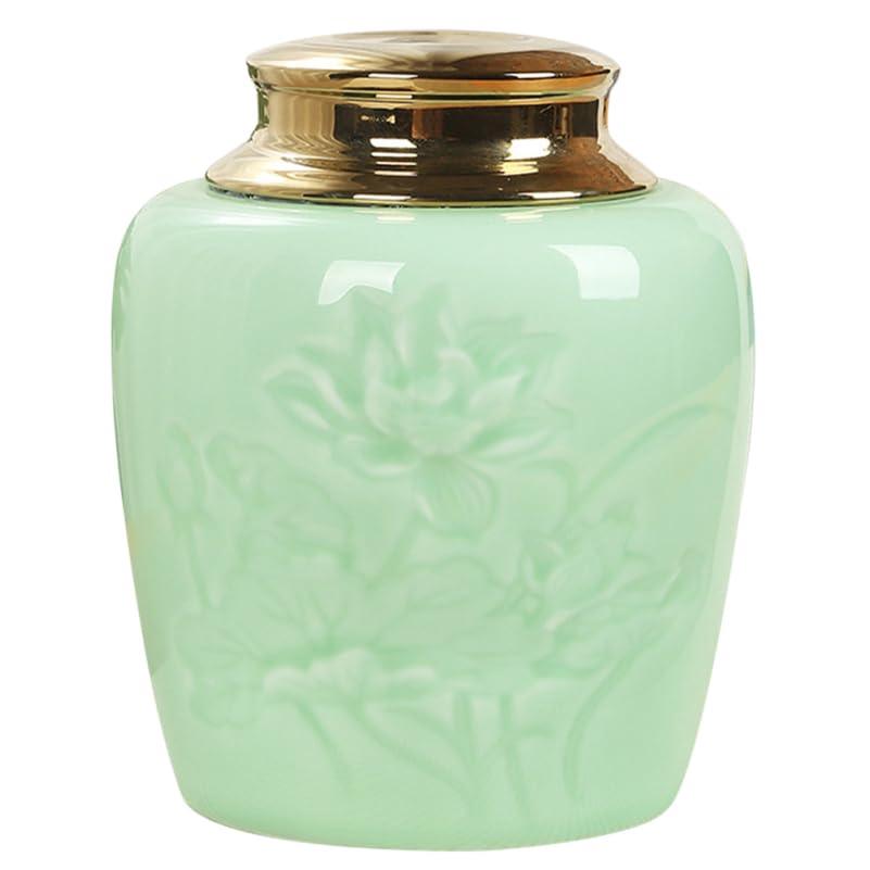 DECHOUS DECHOUS Ceramic Tea Canister Small 24oz Loose Leaf Tea Storage Container Porcelain Tea Canister with Lid for Loose Tea Sealed Ceramic Jar for Home Kitchen Office Tea Coffee Sugar