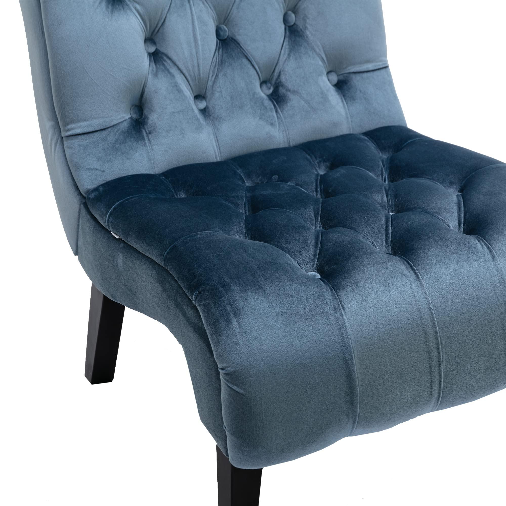 HomSof HomSof Velvet Accent Chair for Living Room, Chaise Lounge Single Sofa, Blue Recliner Chair with Rubber Wood