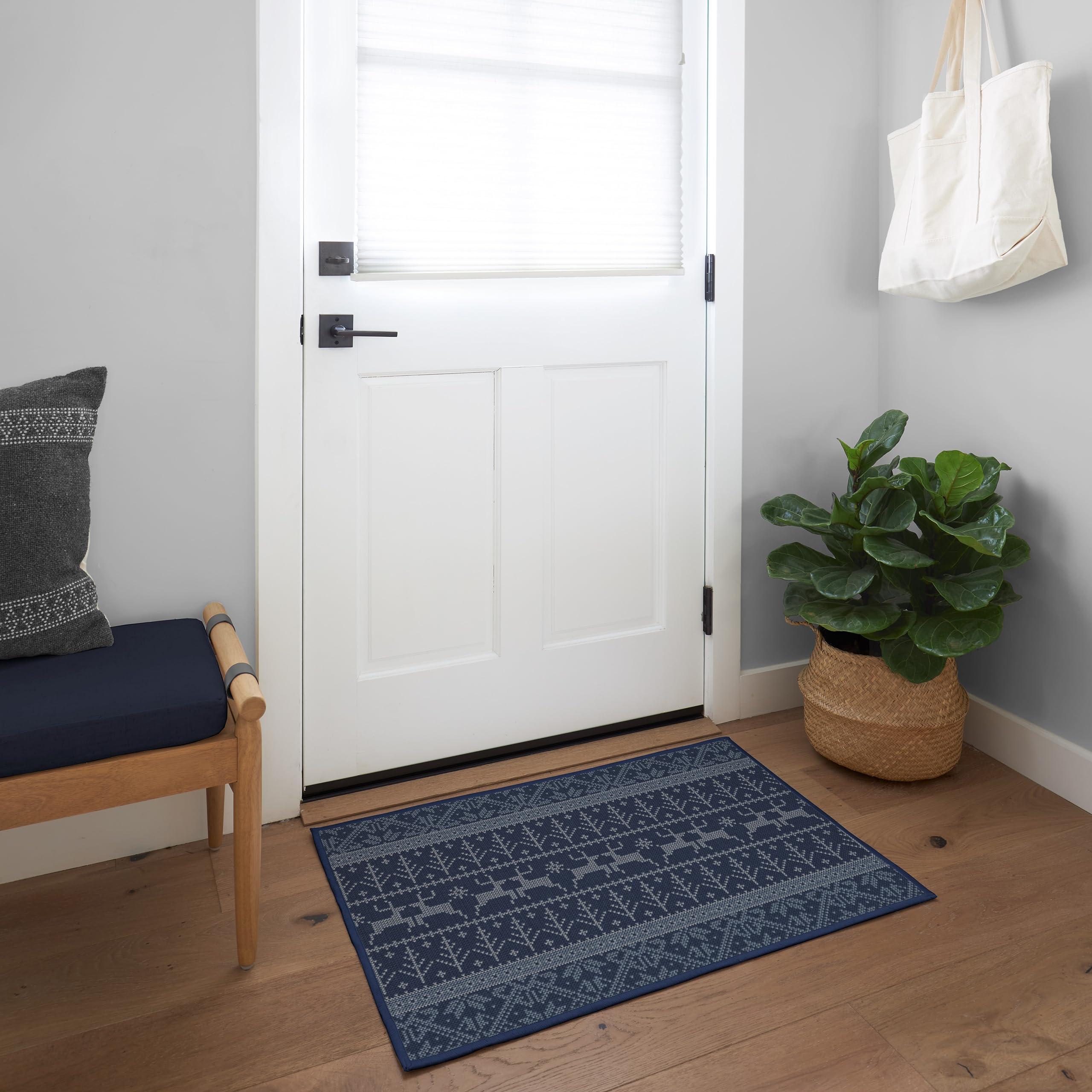 RUGGABLE Ruggable Washable 2x3 Area Rug, Fair Isle Blue, Premium Winter Rugs for Living Room, Bedroom, Kitchen, Office, Classroom with Gripper Non Slip Pad, Fair Isle Blue