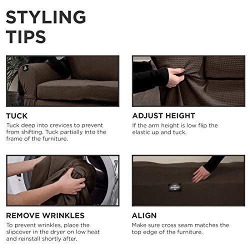 MAYTEX MAYTEX Pixel Ultra Soft Stretch 2 Piece Furniture Cover Loveseat Slipcover, Chocolate